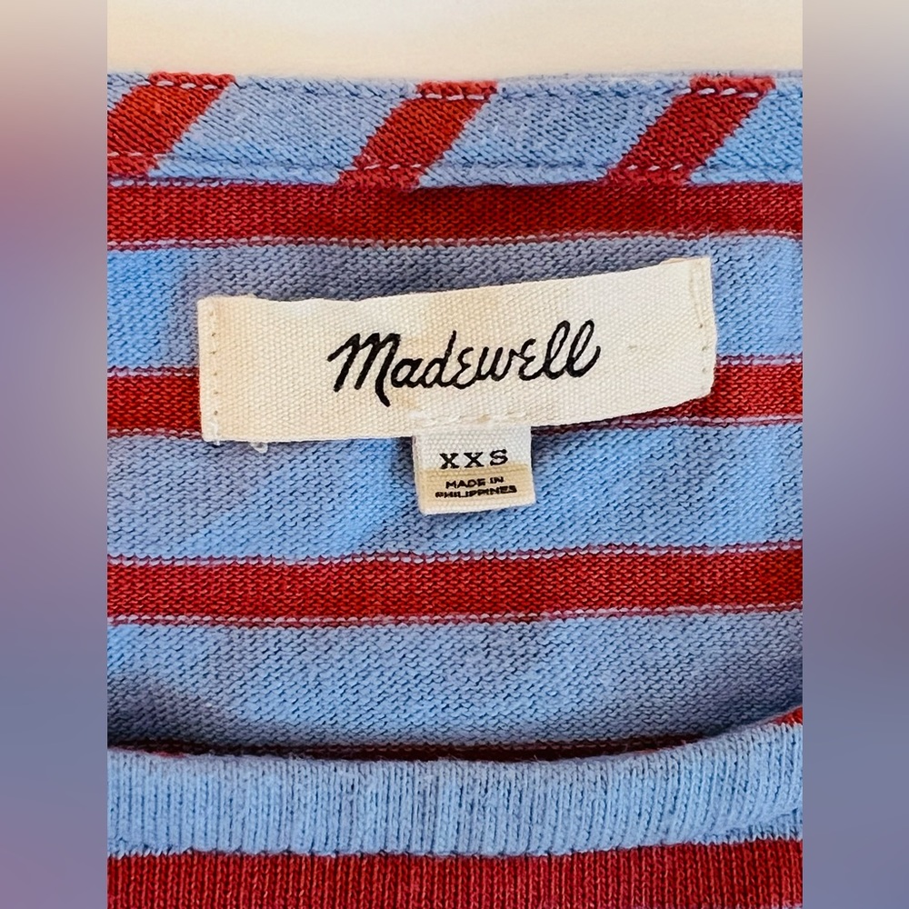 Madewell Shirred-sleeve Stripe Sailor Top - (size xxs) - Picture 6 of 10